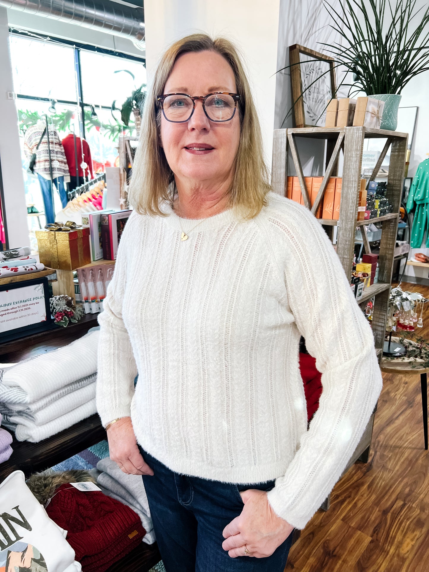 Ivory Crew Neck Sweater