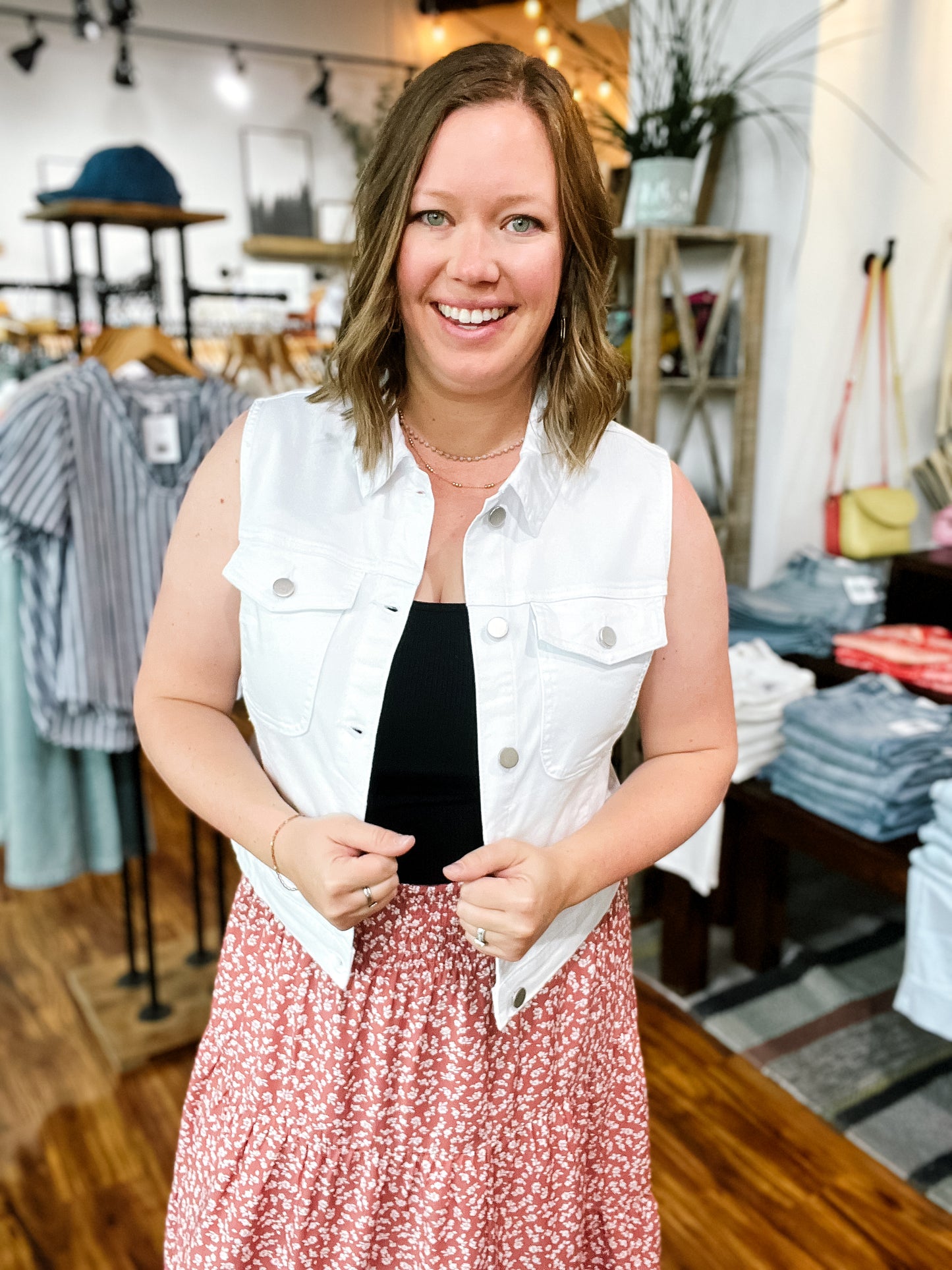 White Sleeveless Denim Jacket