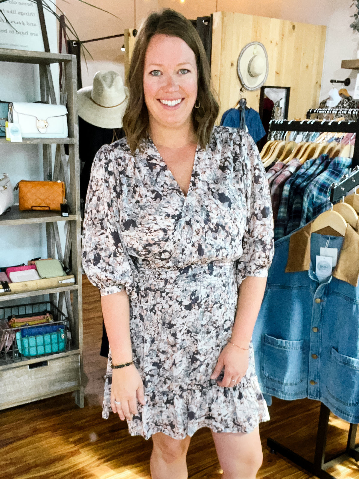 Charcoal Floral Dress