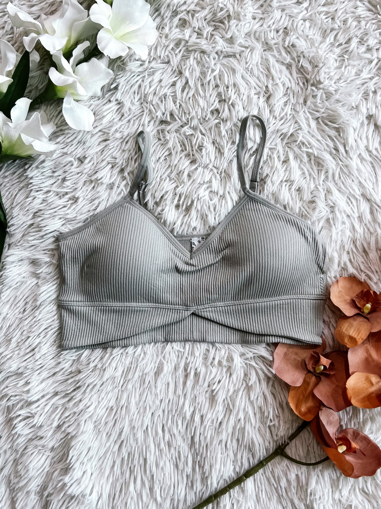 Grey Seamless Ribbed Bralette