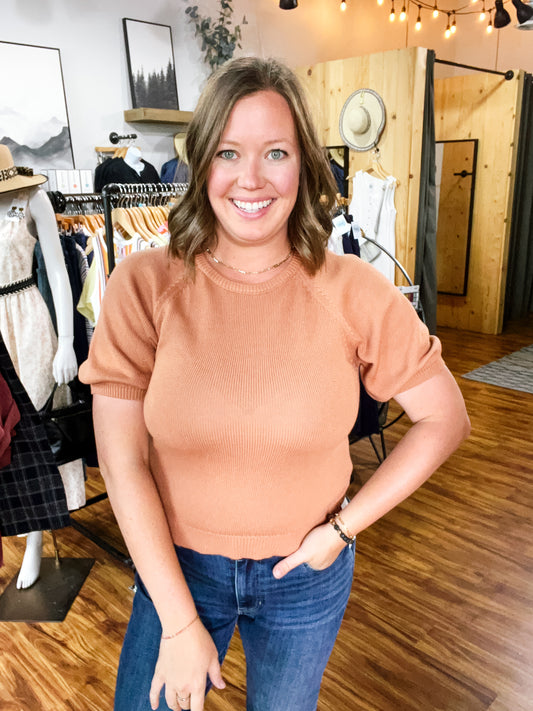 Terracotta Short Sleeve Sweater Tee