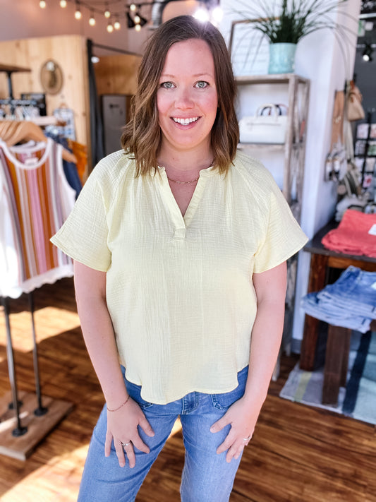 Lemon Yellow Gauze Top
