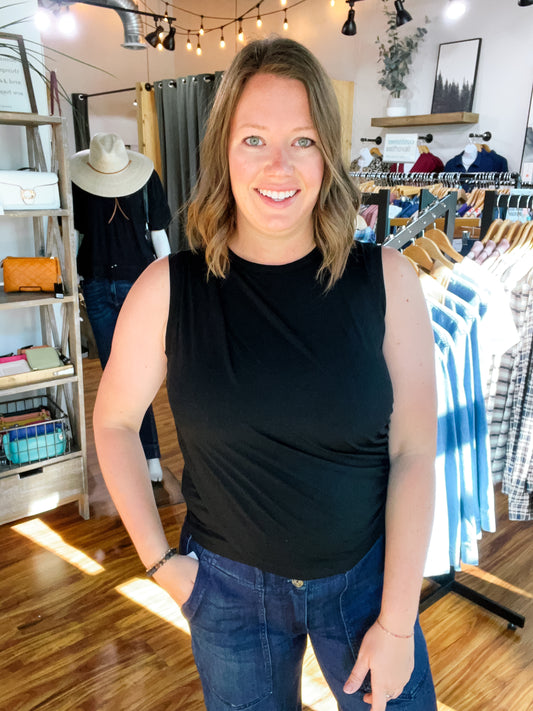 Black Draped Tank Top