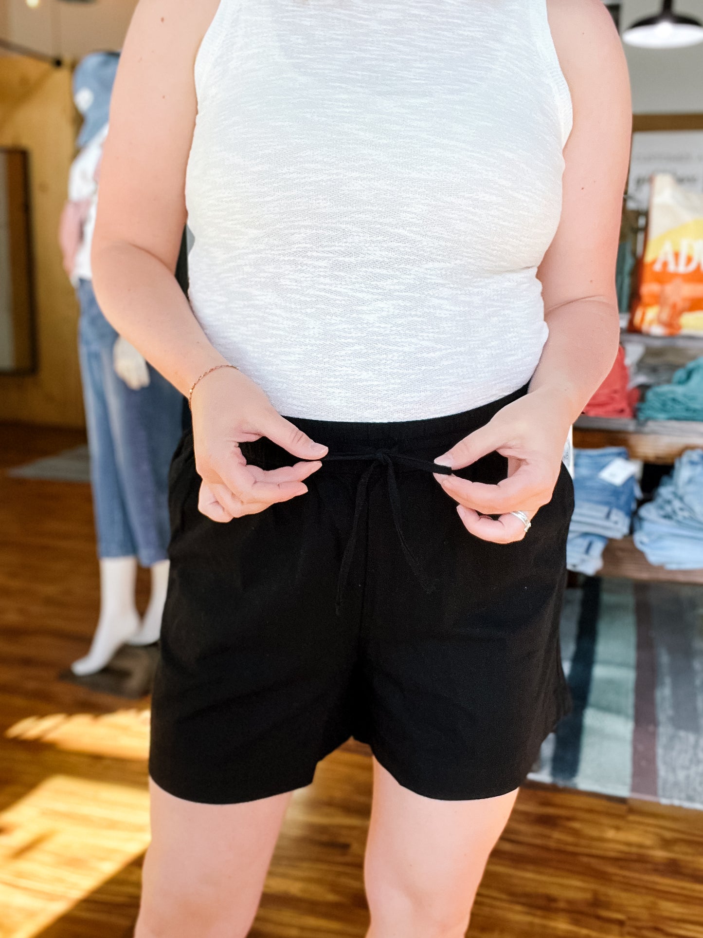 Black Pull On Shorts