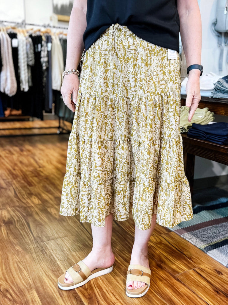 Mustard & Beige Botanical Skirt