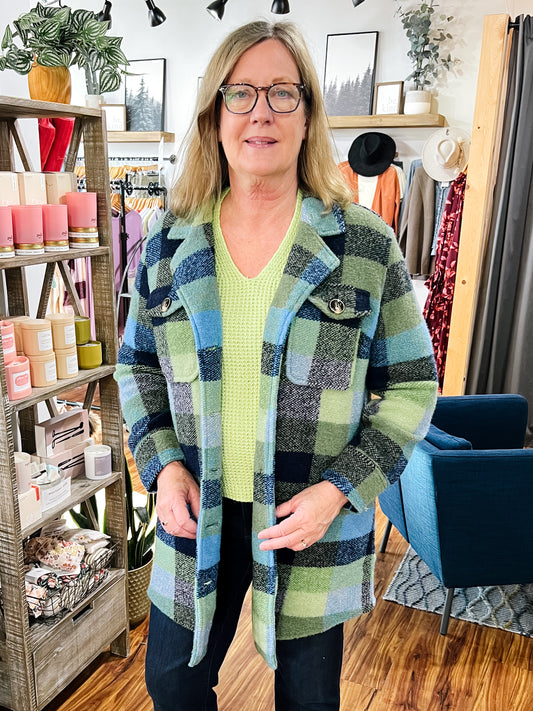 Navy/Green Check Shacket