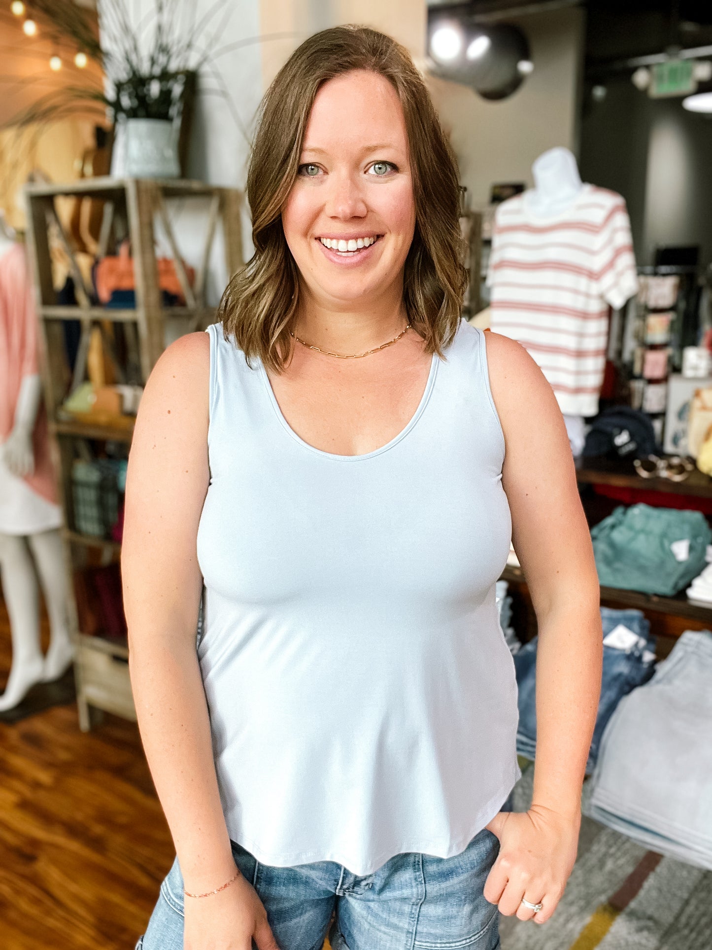 Light Blue Scoop Neck Tank