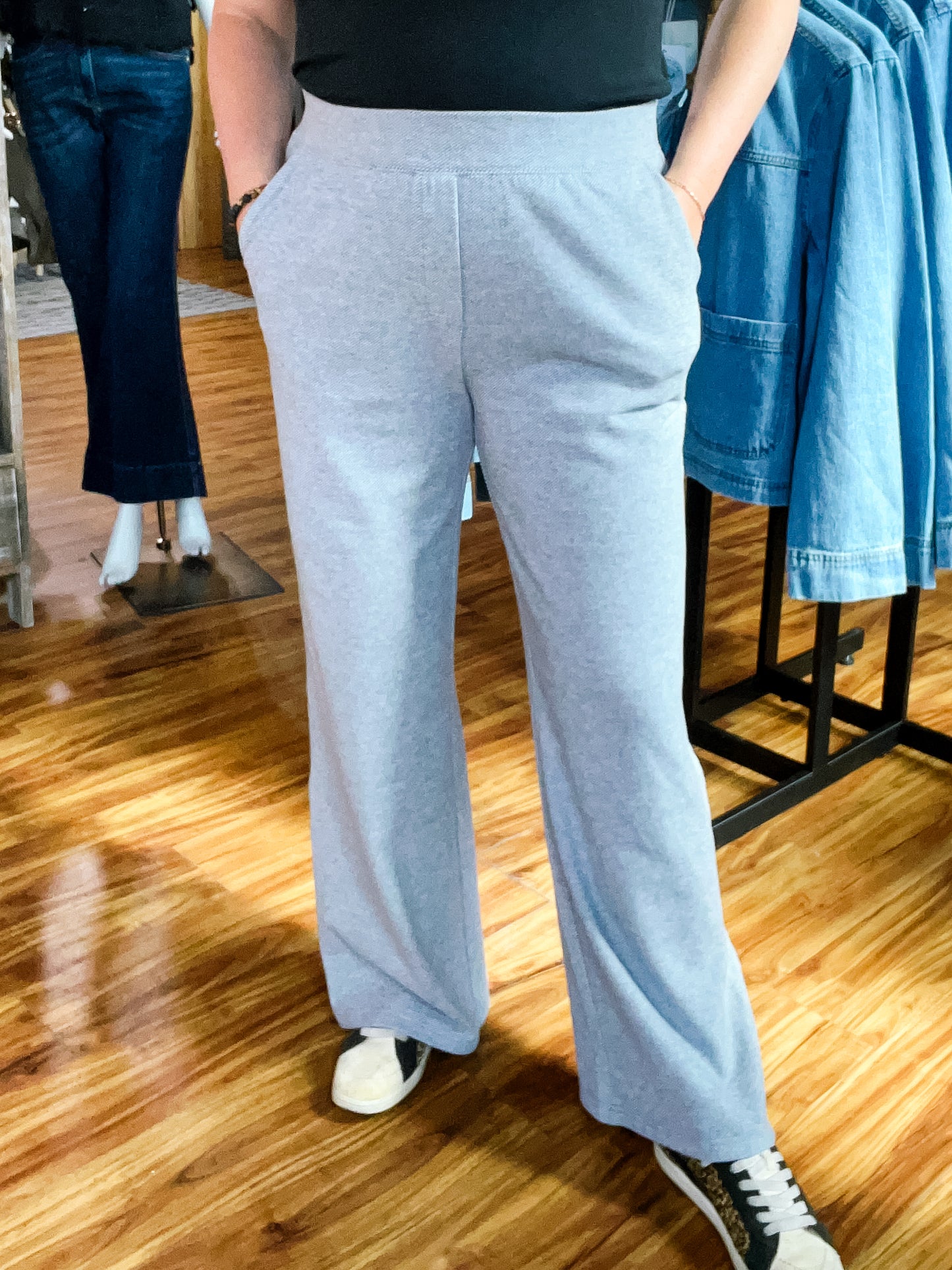Charcoal Gray Mini Stripe Pants