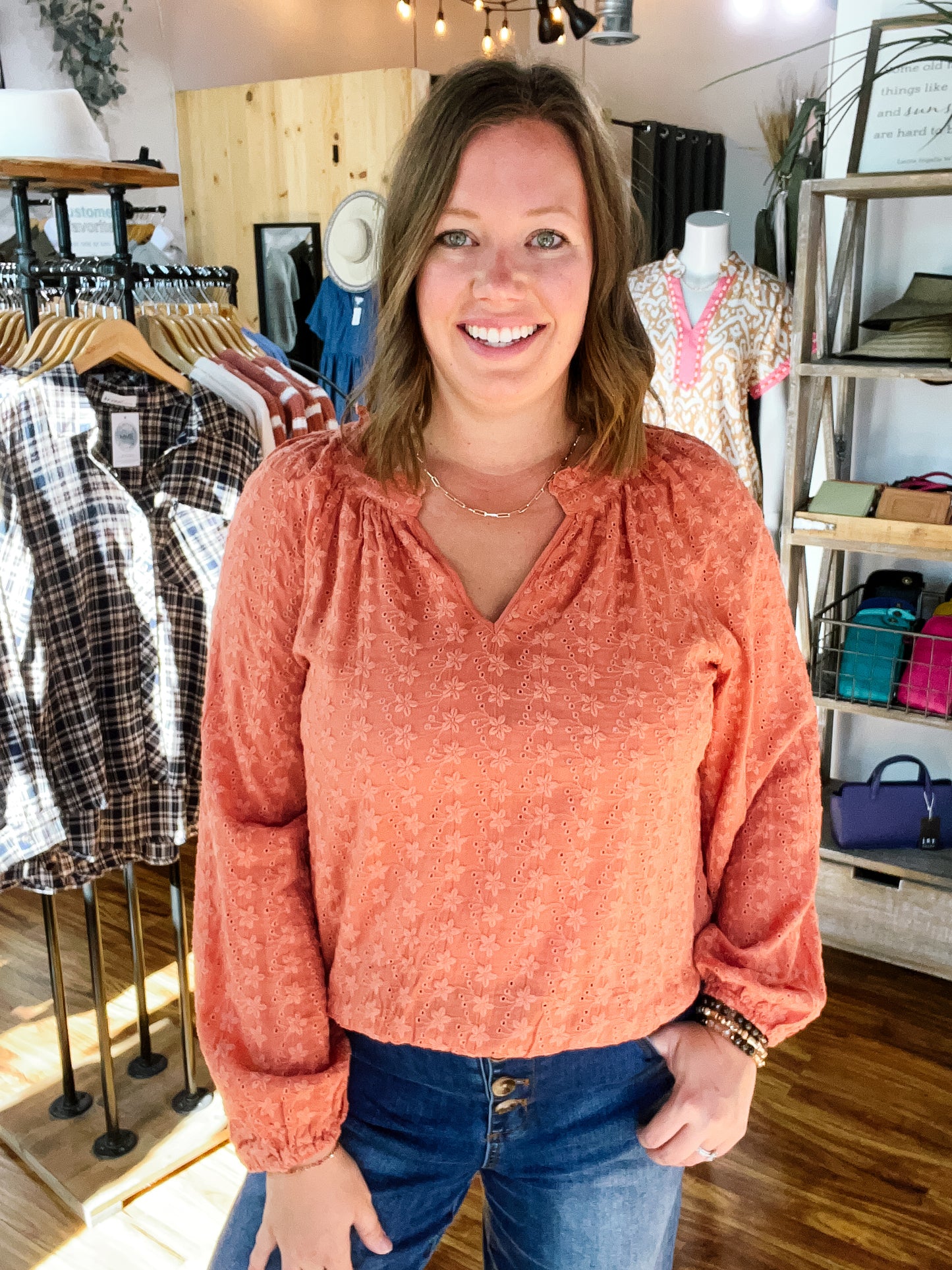 Terracotta Eyelet Top