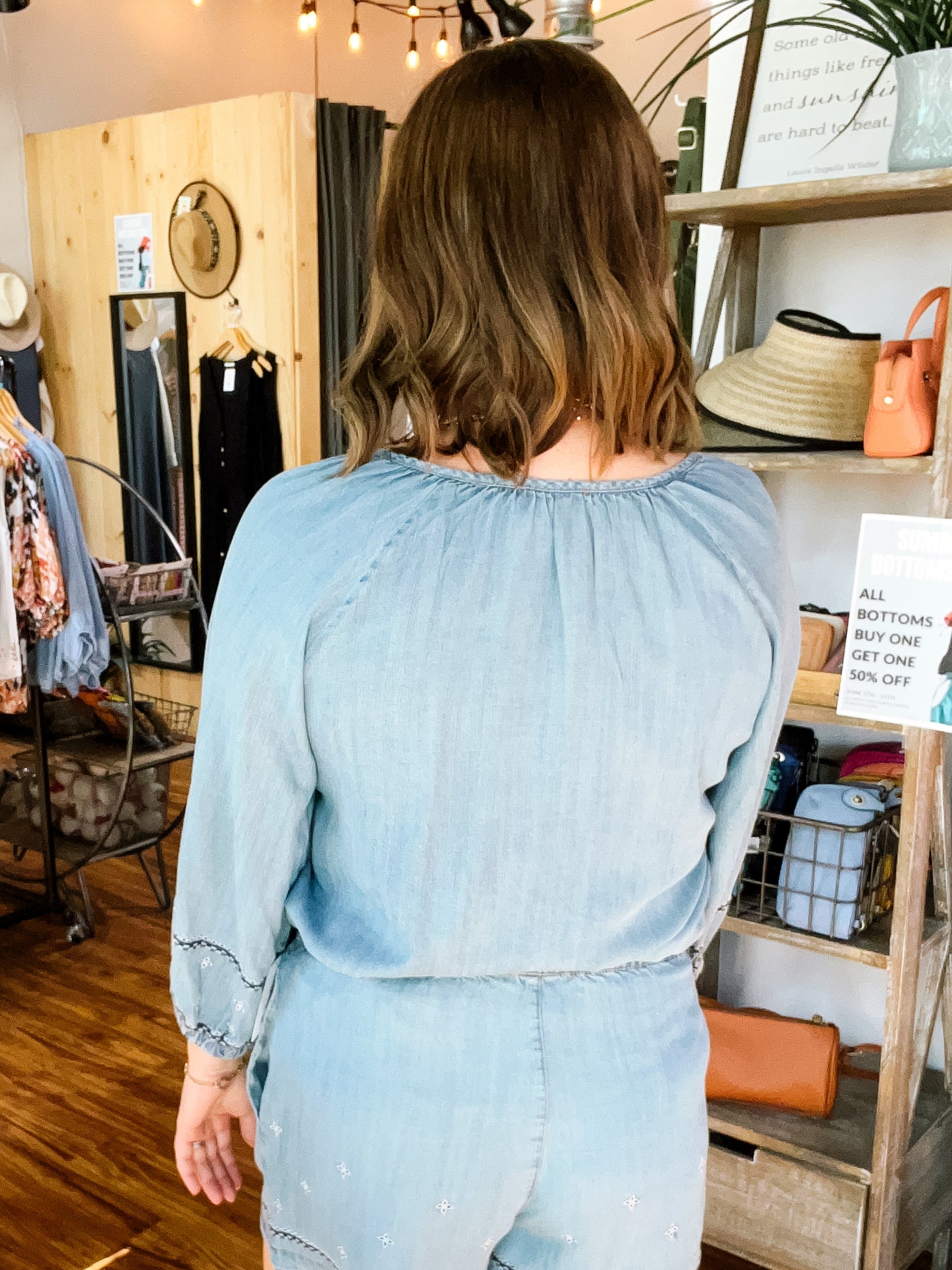 Chambray Embroidery Top