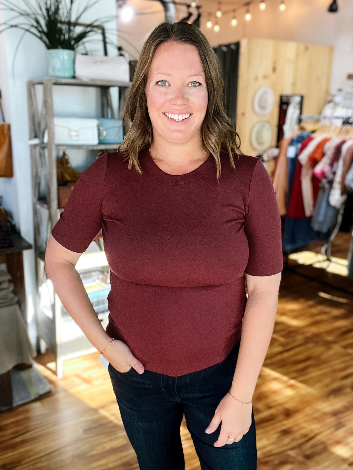 Wine Short Sleeve Top