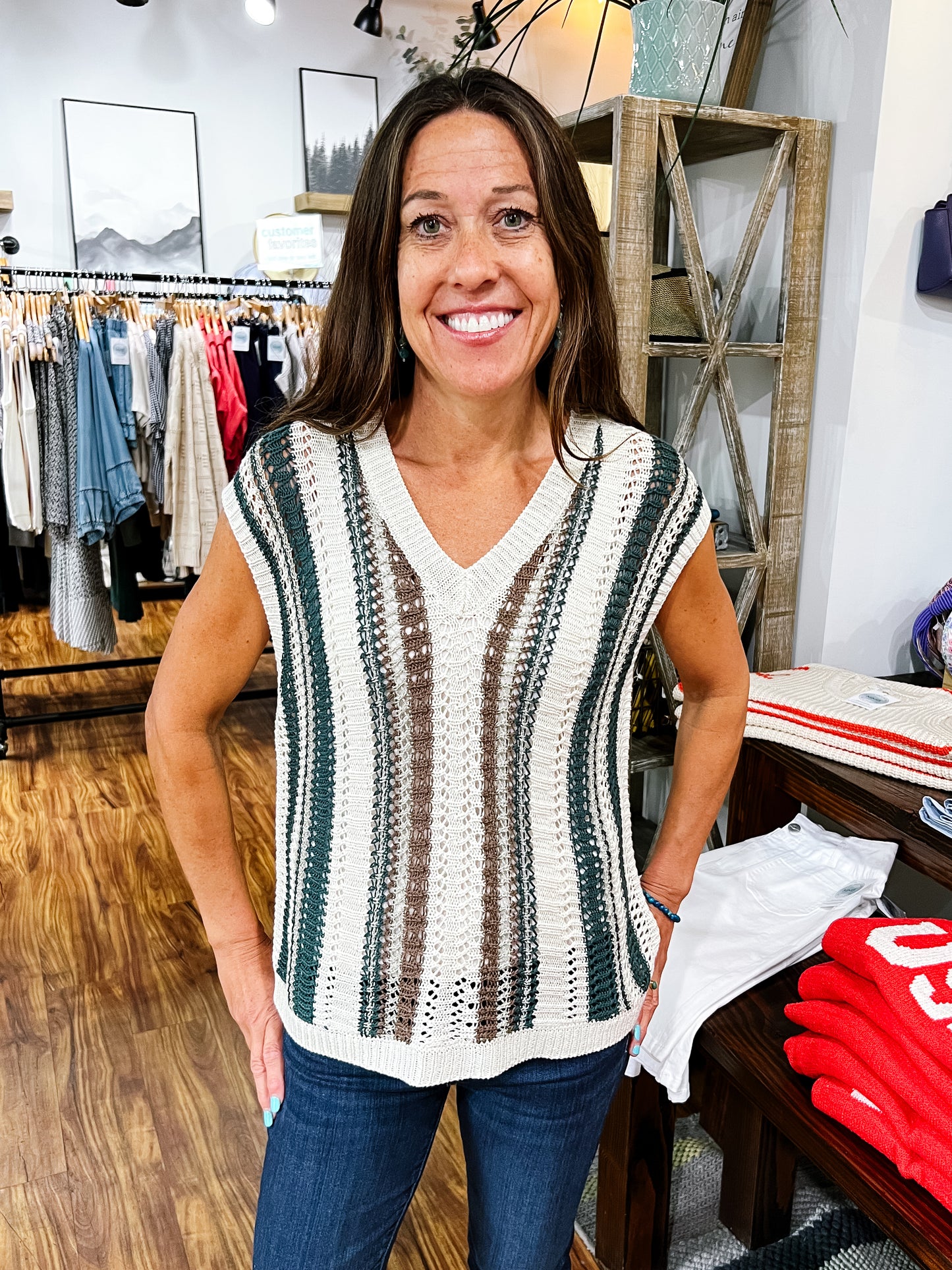 Ivory W/Metallic Detail Sweater Vest