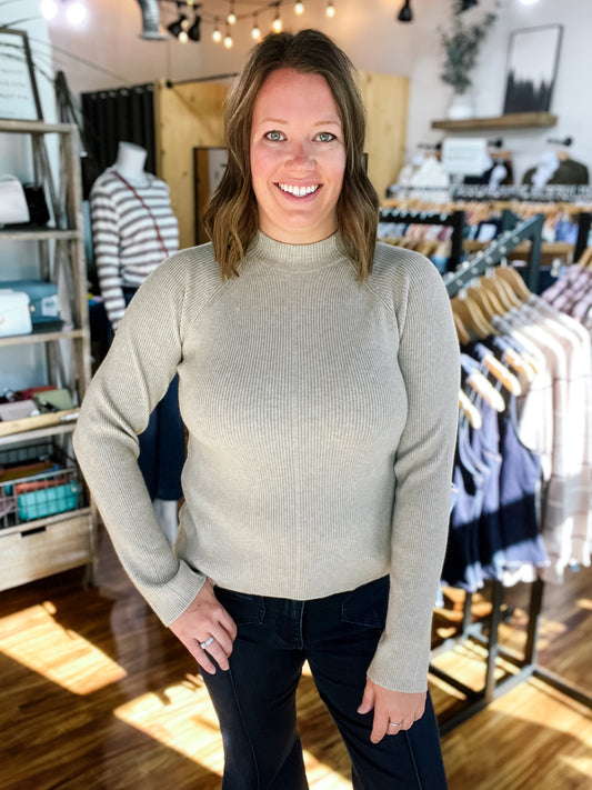 Beige Mock Turtle Neck Sweater