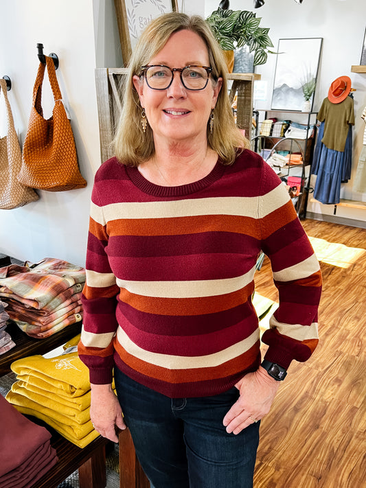 Burgundy Stripe Sweater