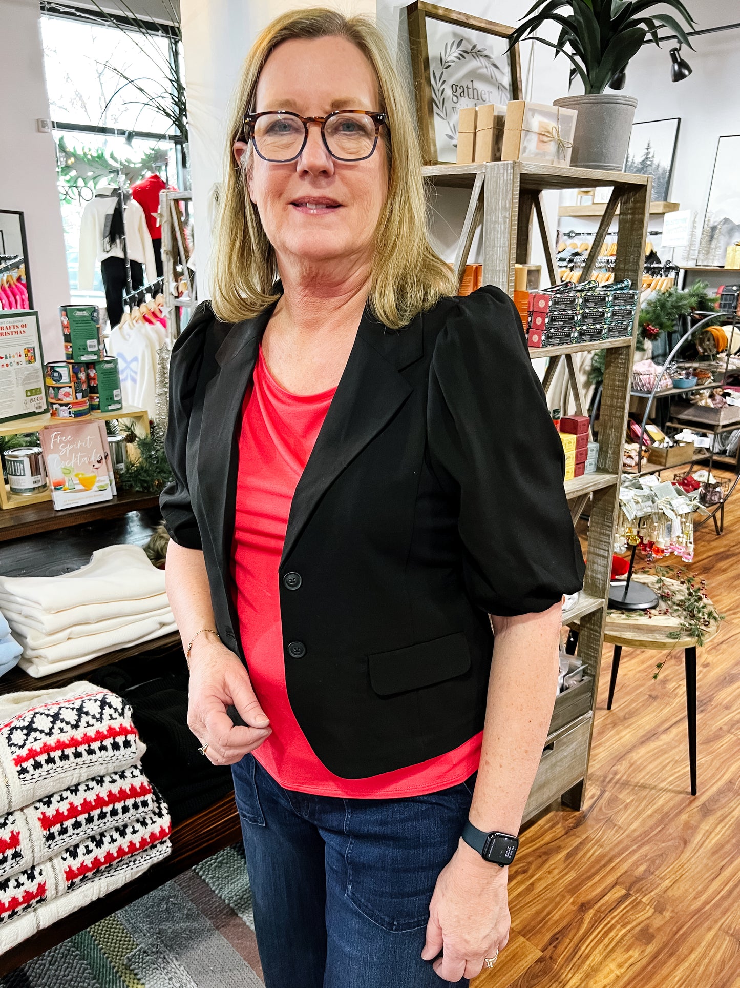 Black Balloon Sleeve Blazer