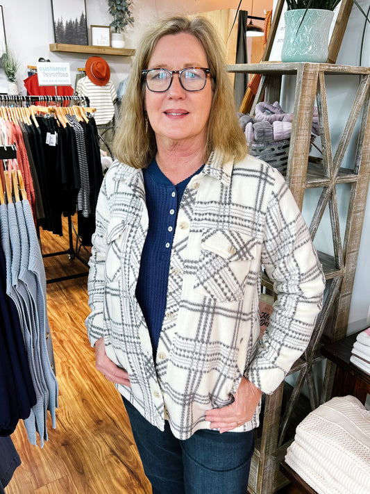 Ivory & Gray Plaid Shacket