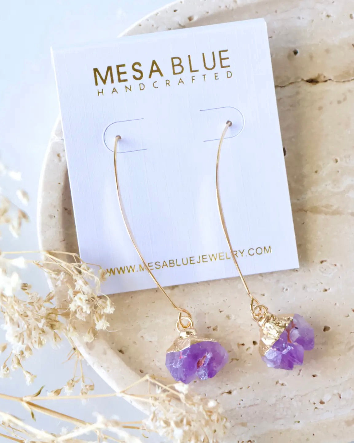 Amethyst Nugget Drop Earrings