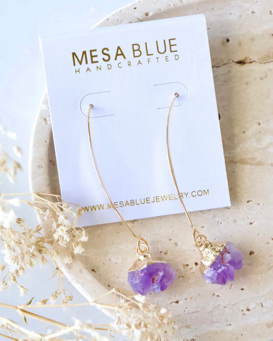 Amethyst Nugget Drop Earrings
