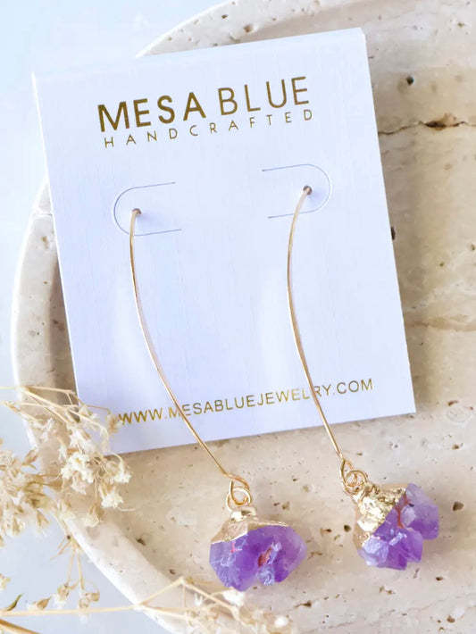 Amethyst Nugget Drop Earrings