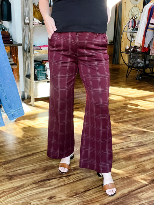Kelsey Burgundy Plaid Trouser