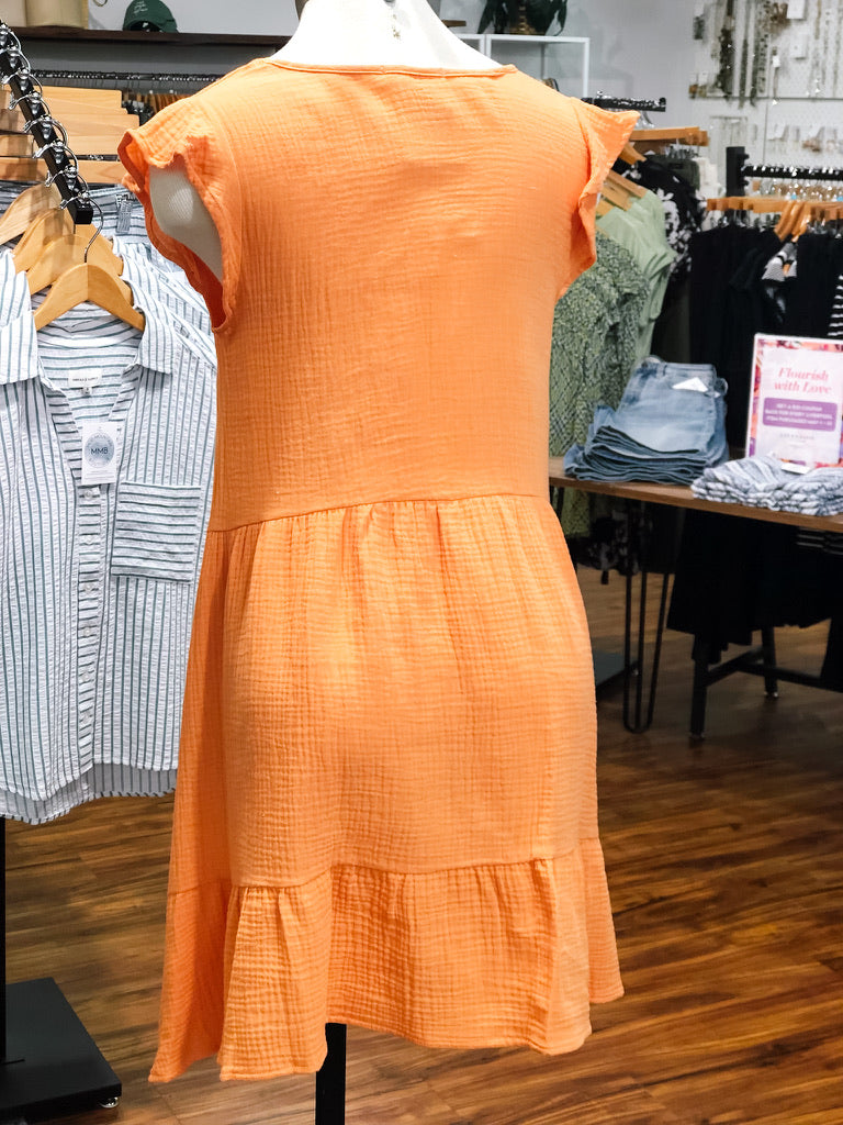 Orange Short Tiered Dress