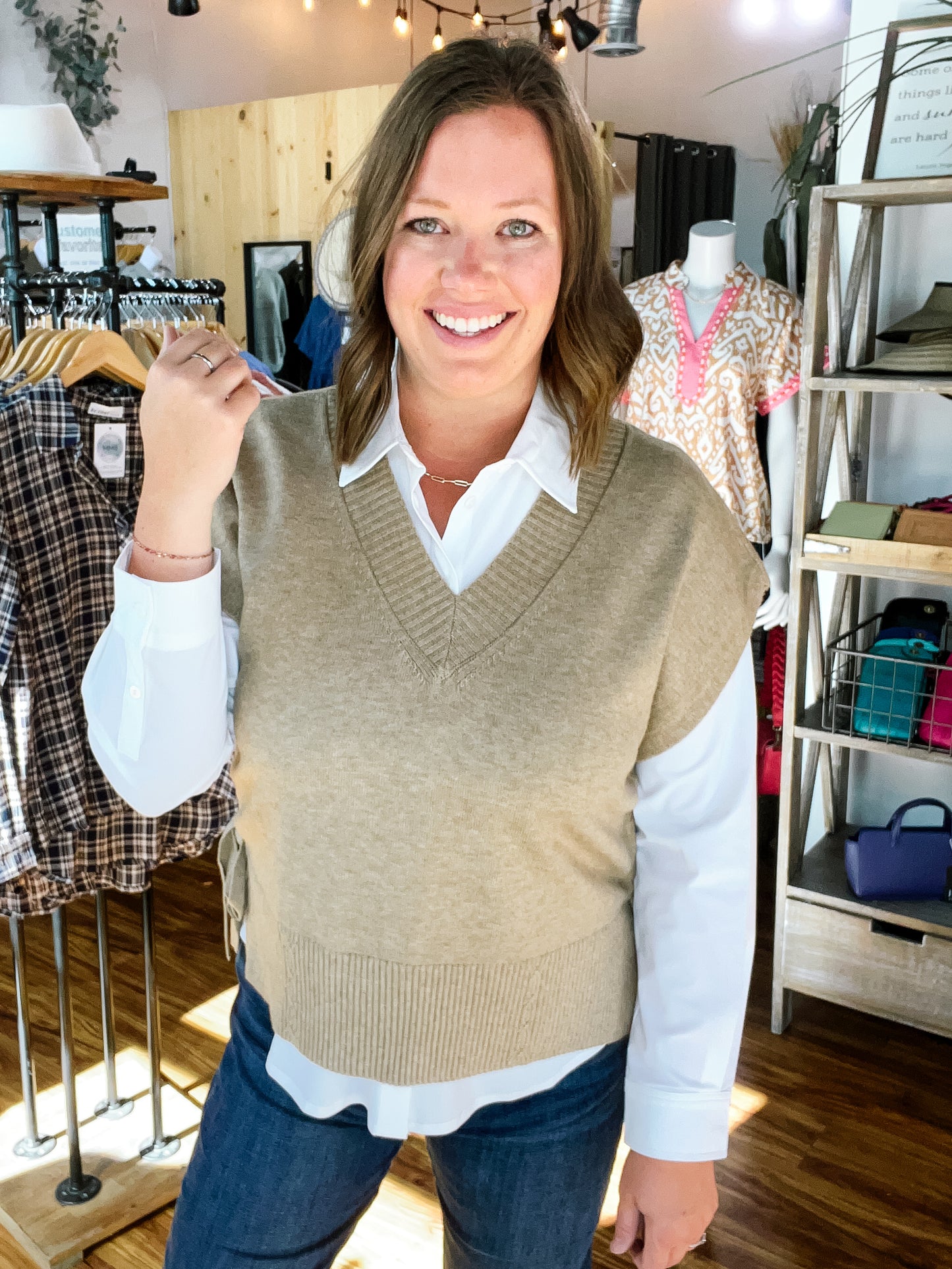 Heather Beige Tie Side Sweater