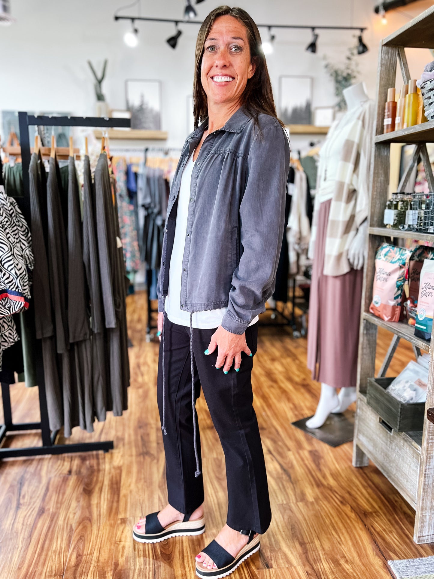 Charcoal Lightweight Drawstring Jacket