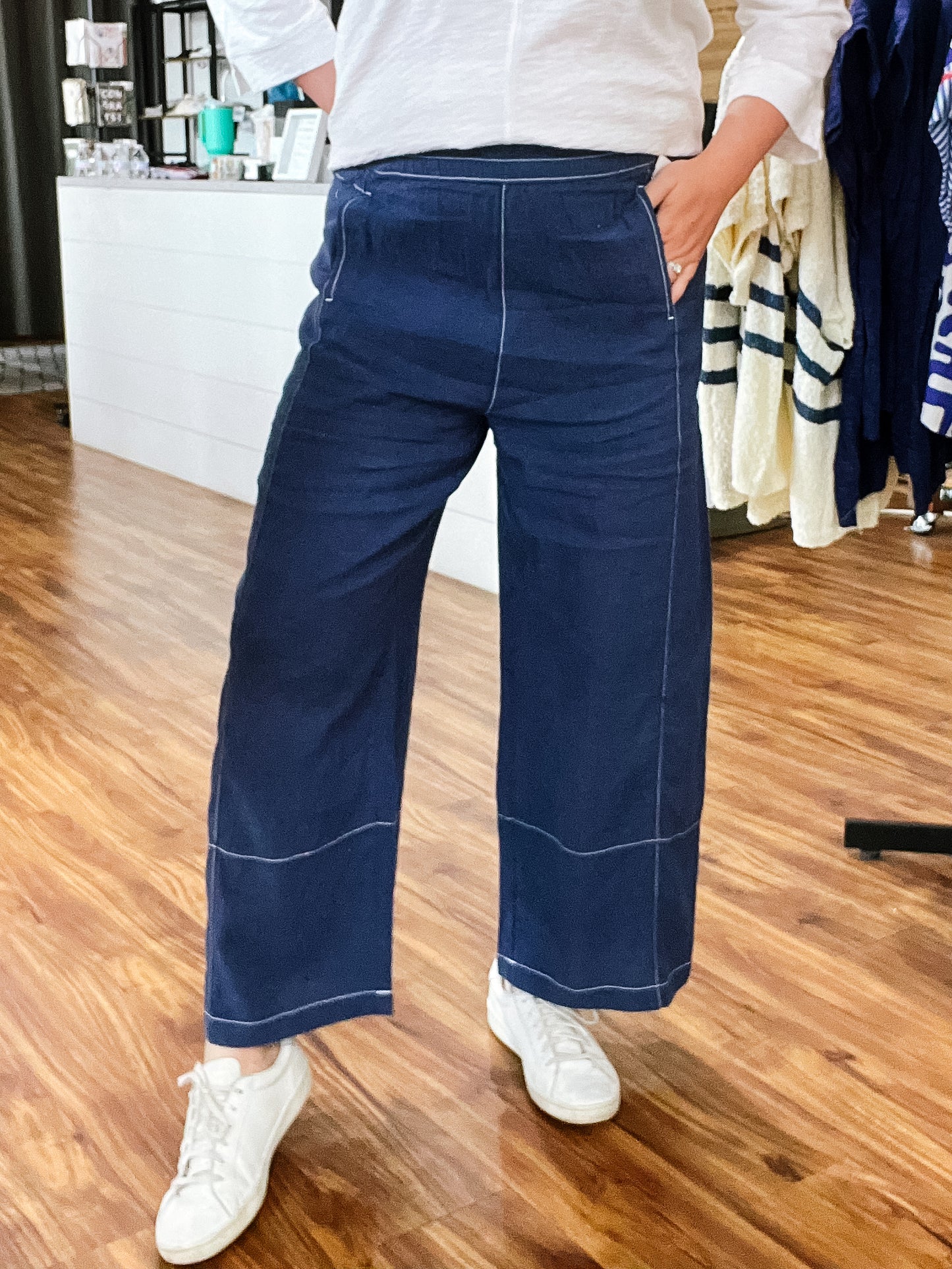 Navy W/White Stitching Pant