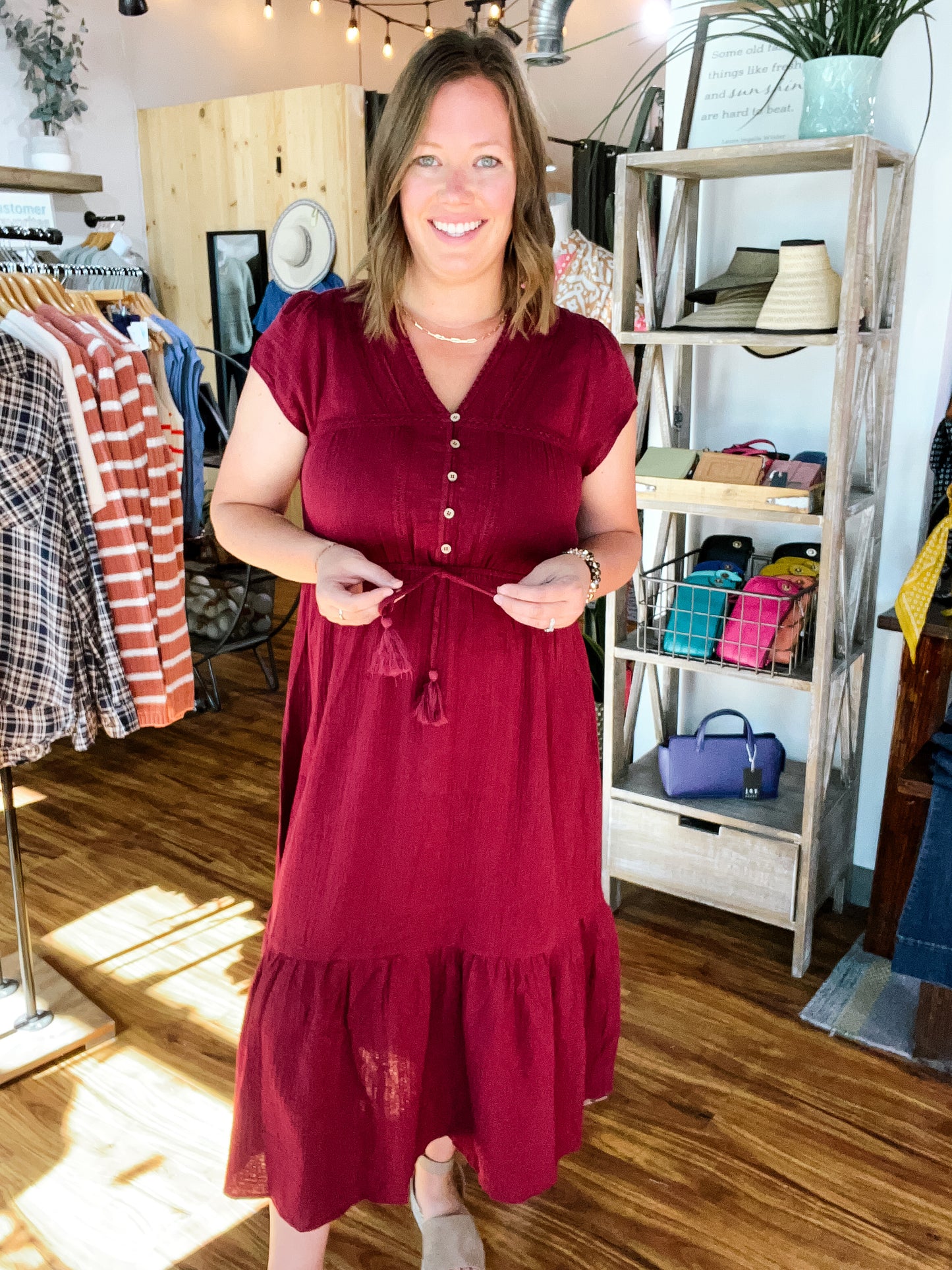 Merlot Embroidery Dress