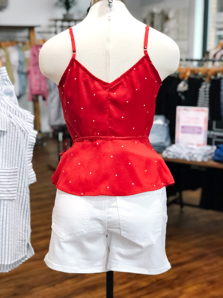Red Polka Dot Wrap Cami