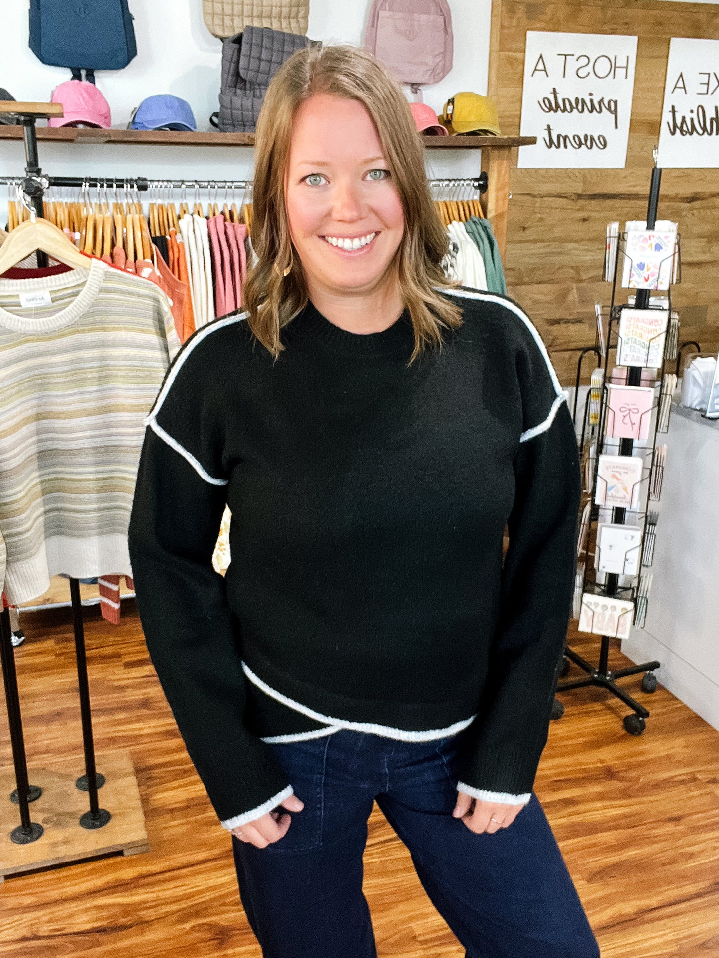 Black Tulip Hem Sweater