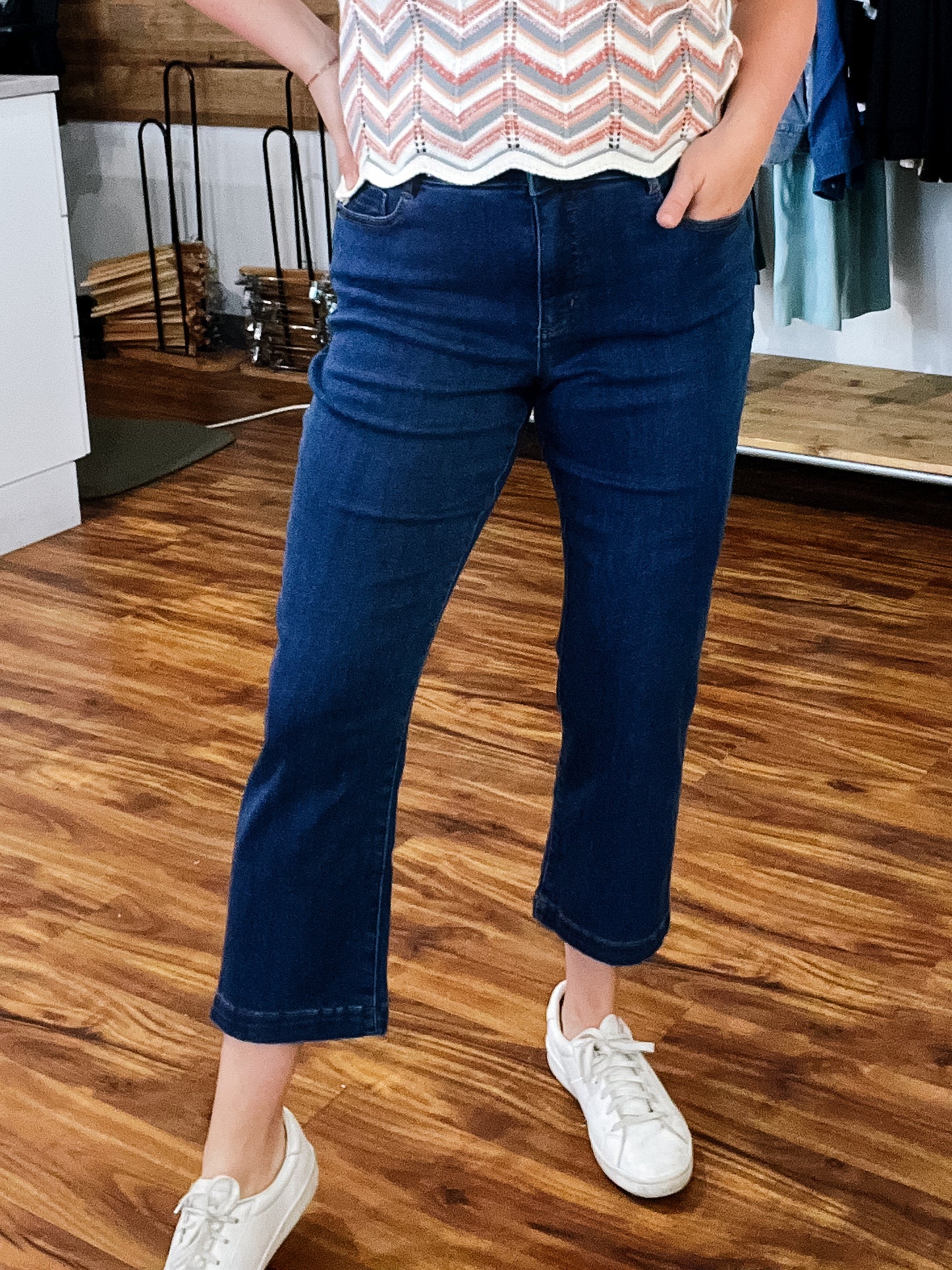 Audrey Medium Wash Unbound Straight Crop Denim