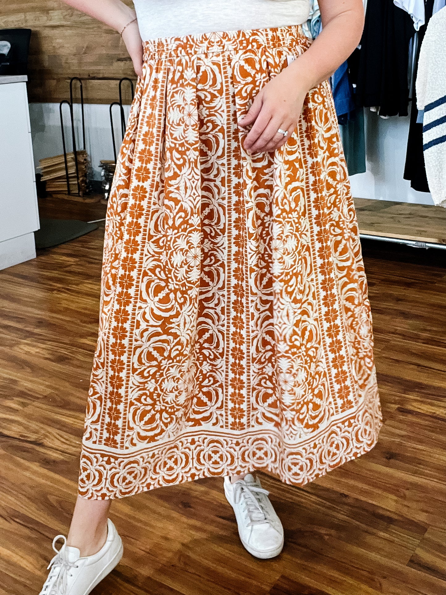 Rust W/Ivory Tropical Skirt