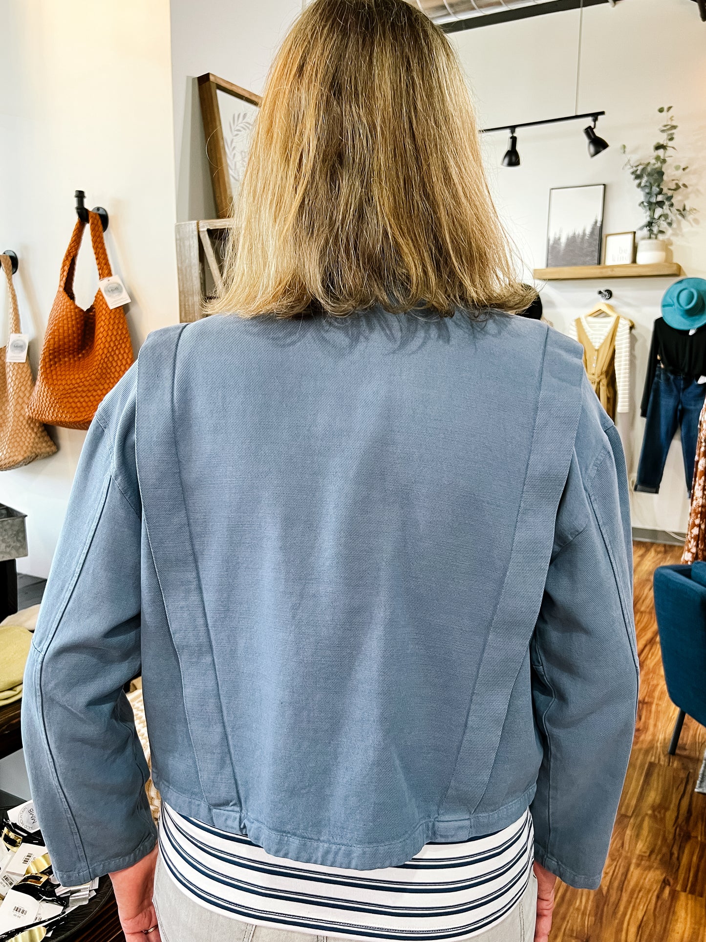 Slate Blue Zip Front Jacket