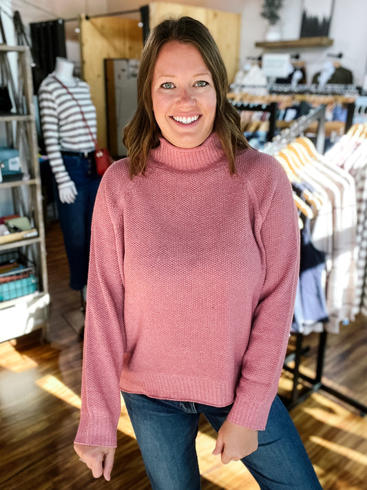 Rose Textured Roll Neck Sweater