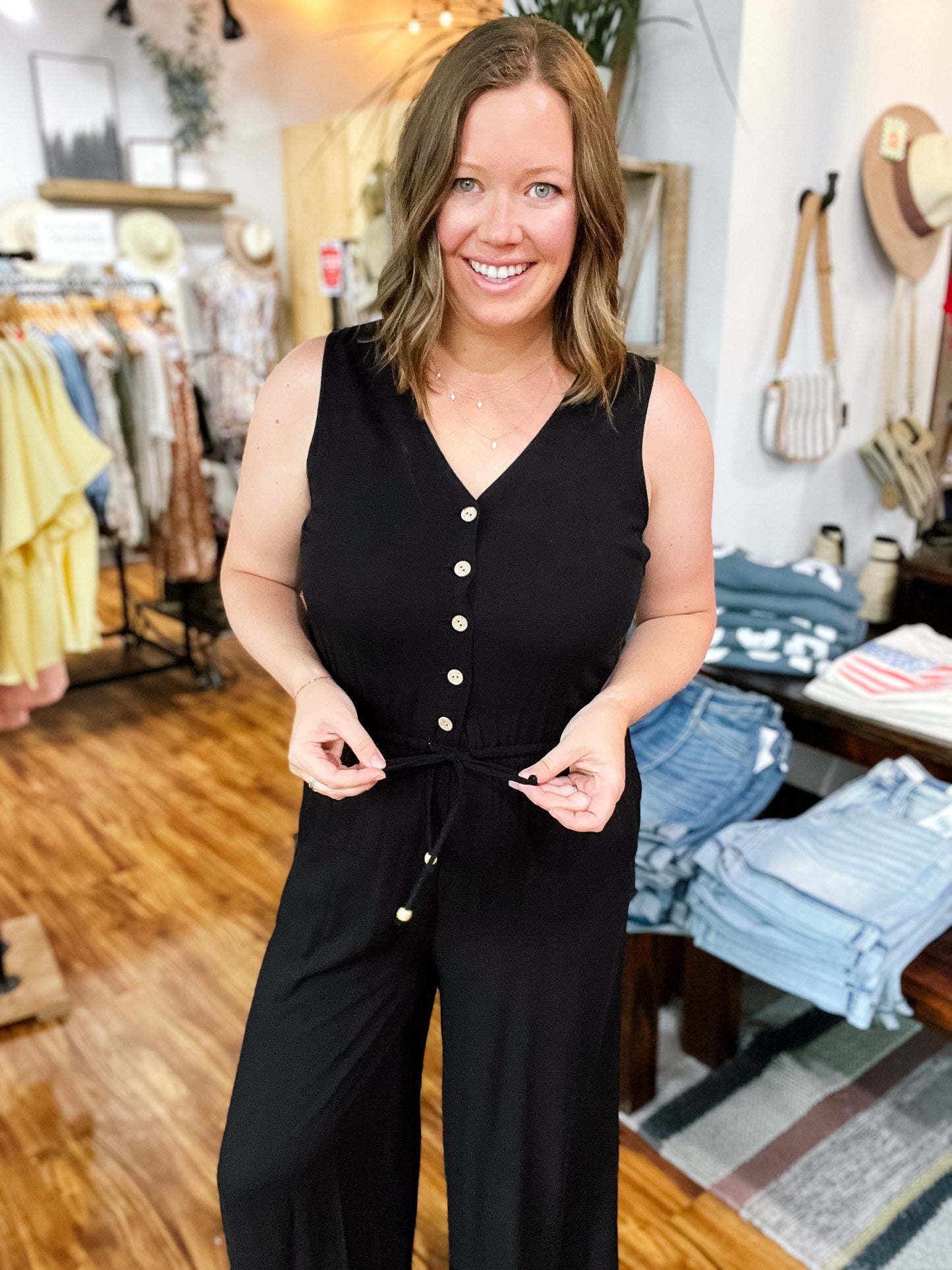 Black W/Button Front Jumpsuit
