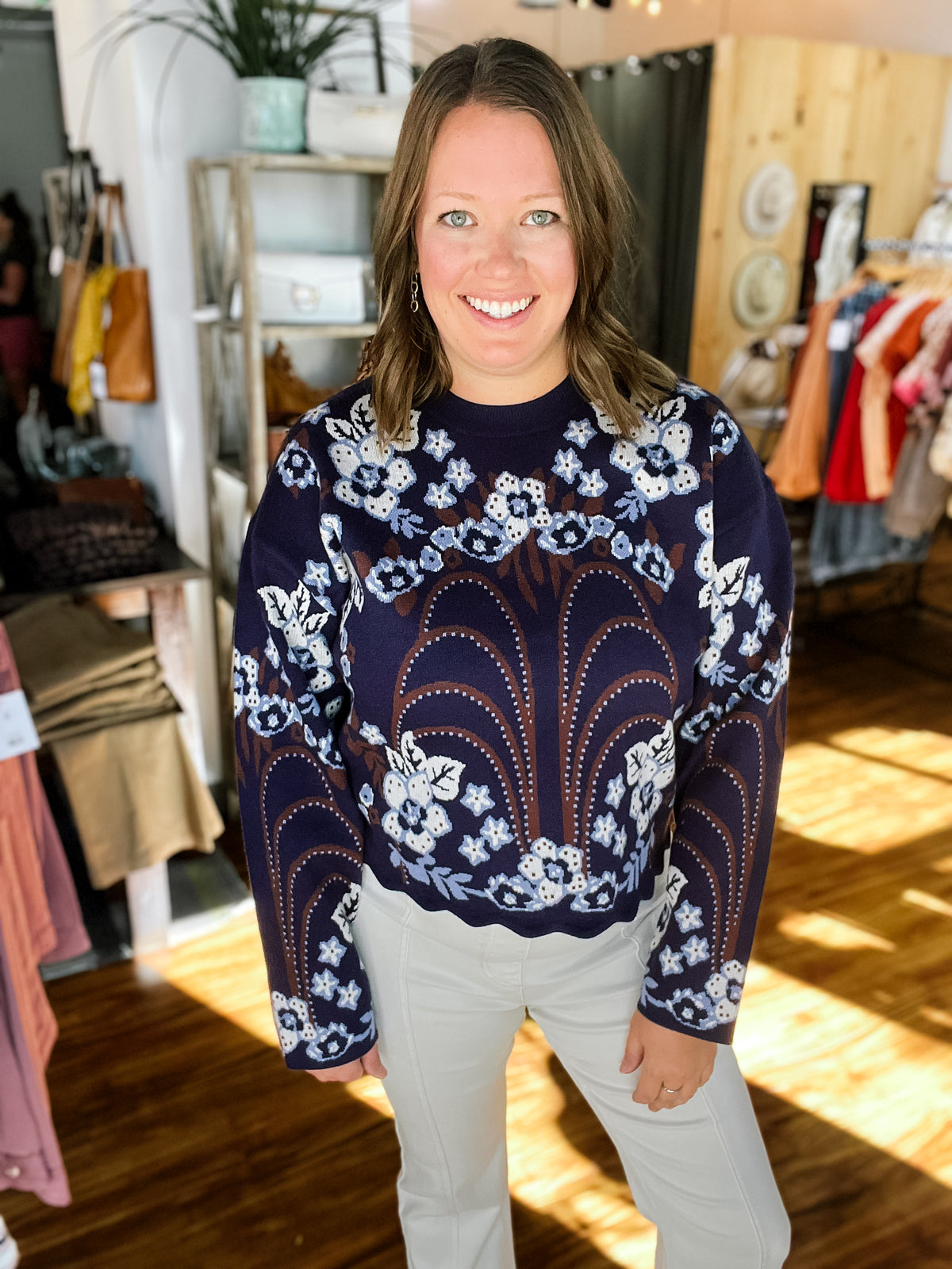Navy All Over Pattern Sweater