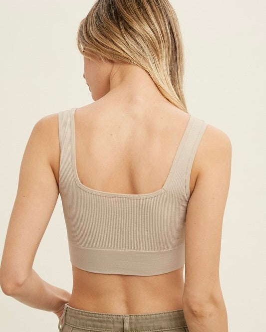 Cream Ribbed Bralette