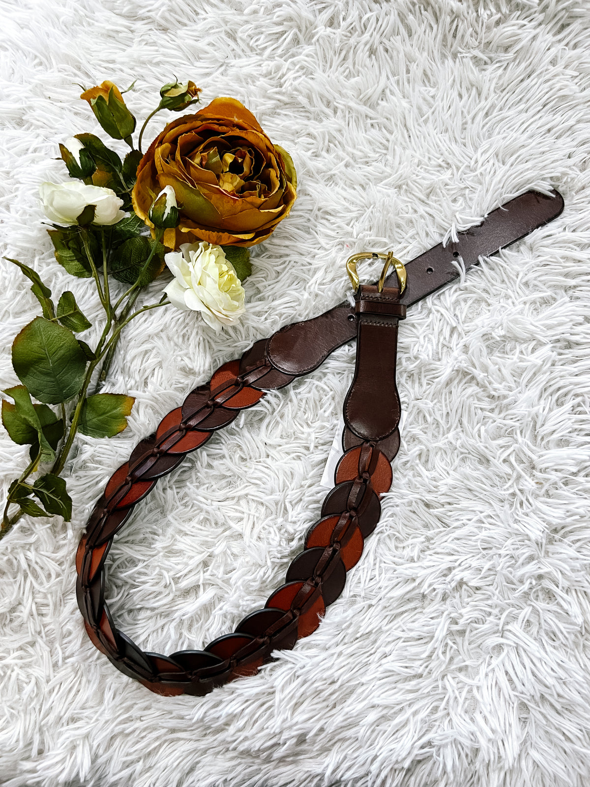 Leather Harness Belt w/ Scalloped Panels