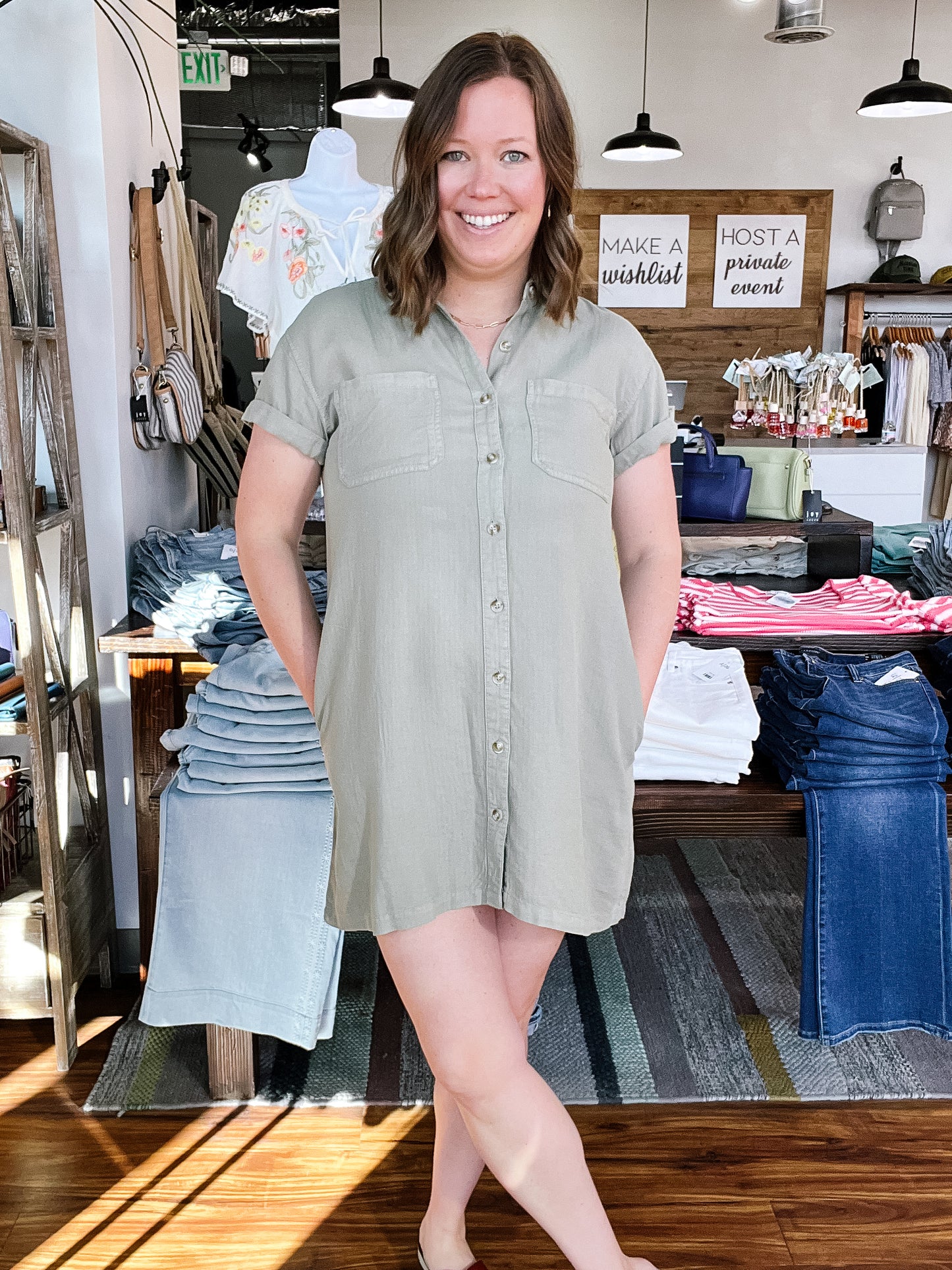 Olive Green Shirt Dress