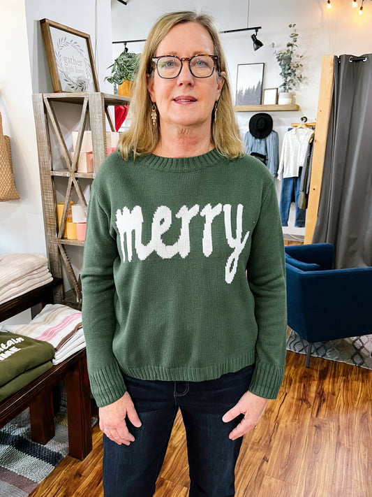 Pine Green Merry Sweater