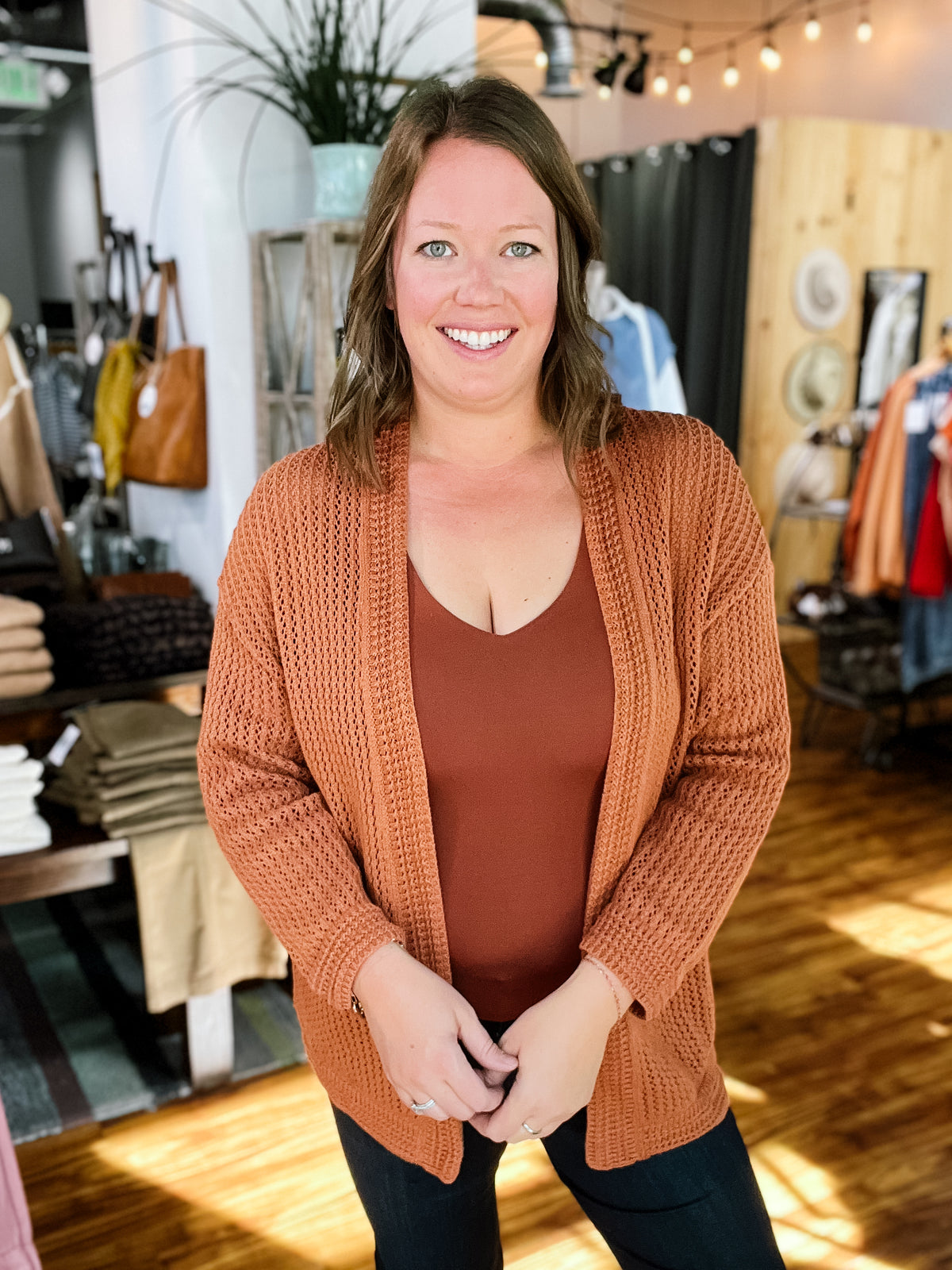 Clay Brown Open Cardigan