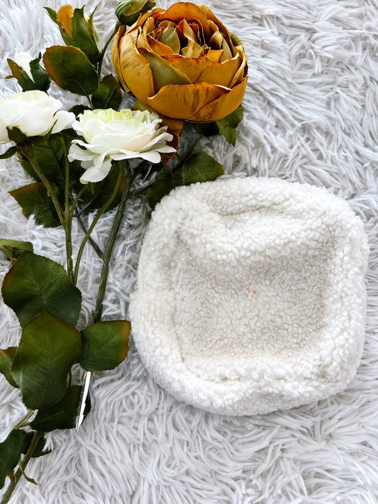 Cream Floral Square Pouch