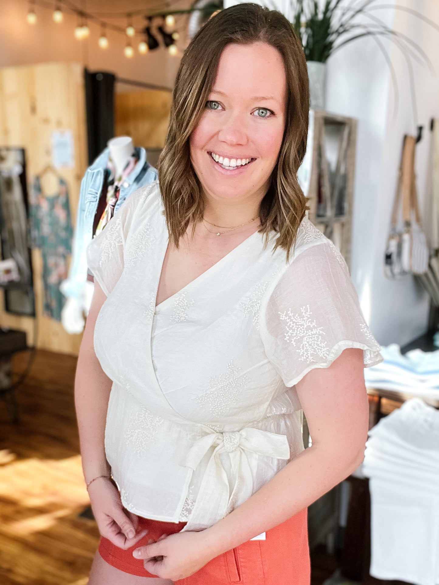 Cream Wrap Top