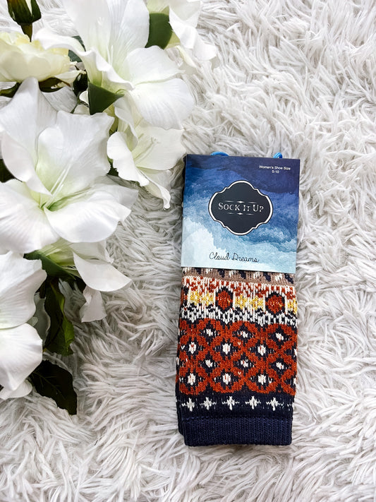 Luna Rust/Navy Sock
