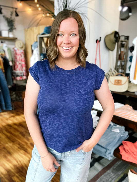 Royal Blue Short Sleeve Sweater