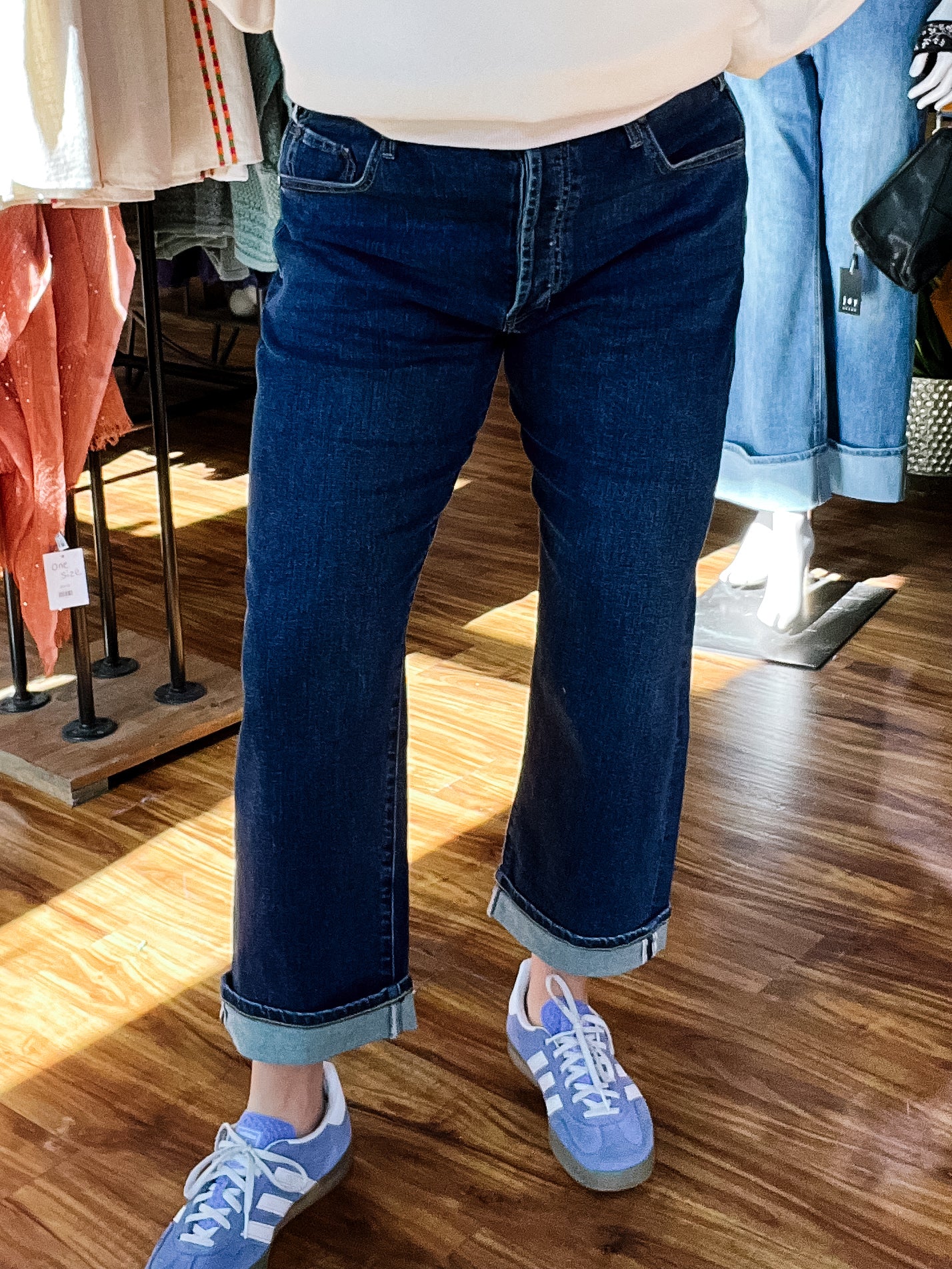 Comet Blue Sloane Slouchy Girlfriend Cuffed Jean
