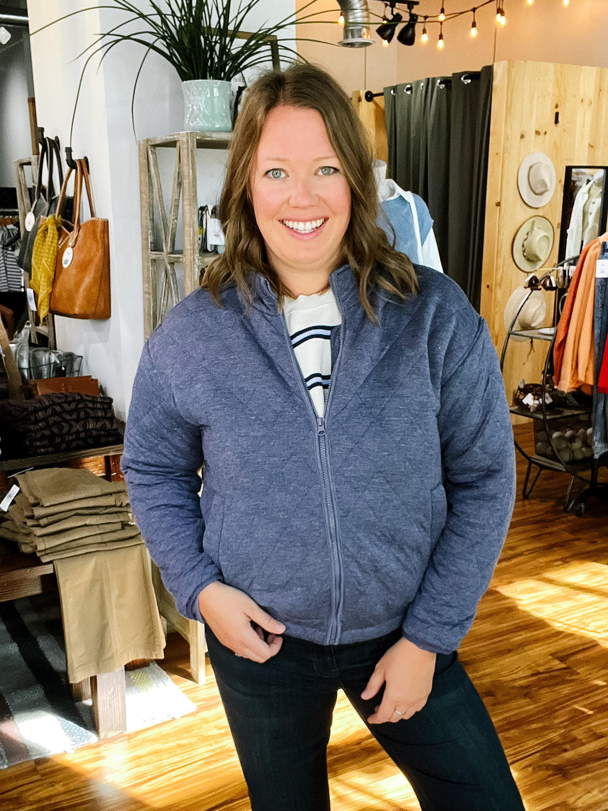 Heathered Navy Quilted Jacket