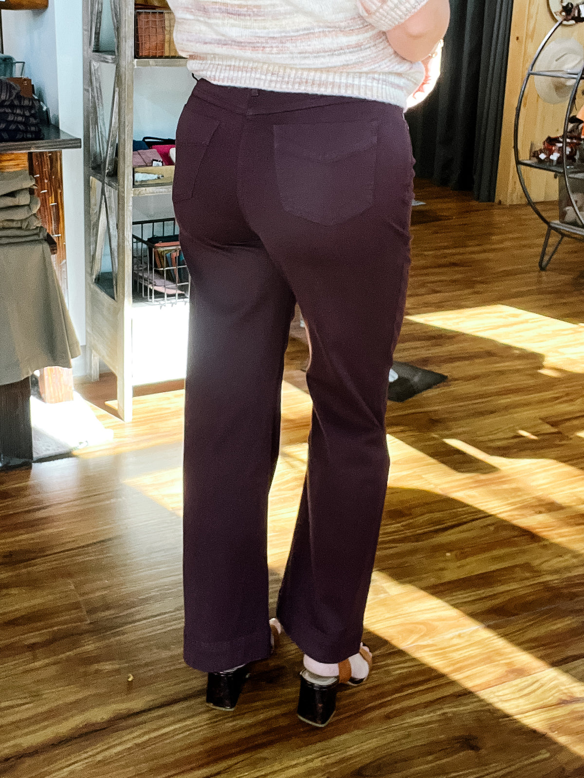 Plum High Rise Straight Leg Pant