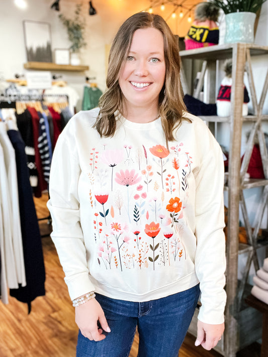 Ivory With Pink Florals Sweatshirt